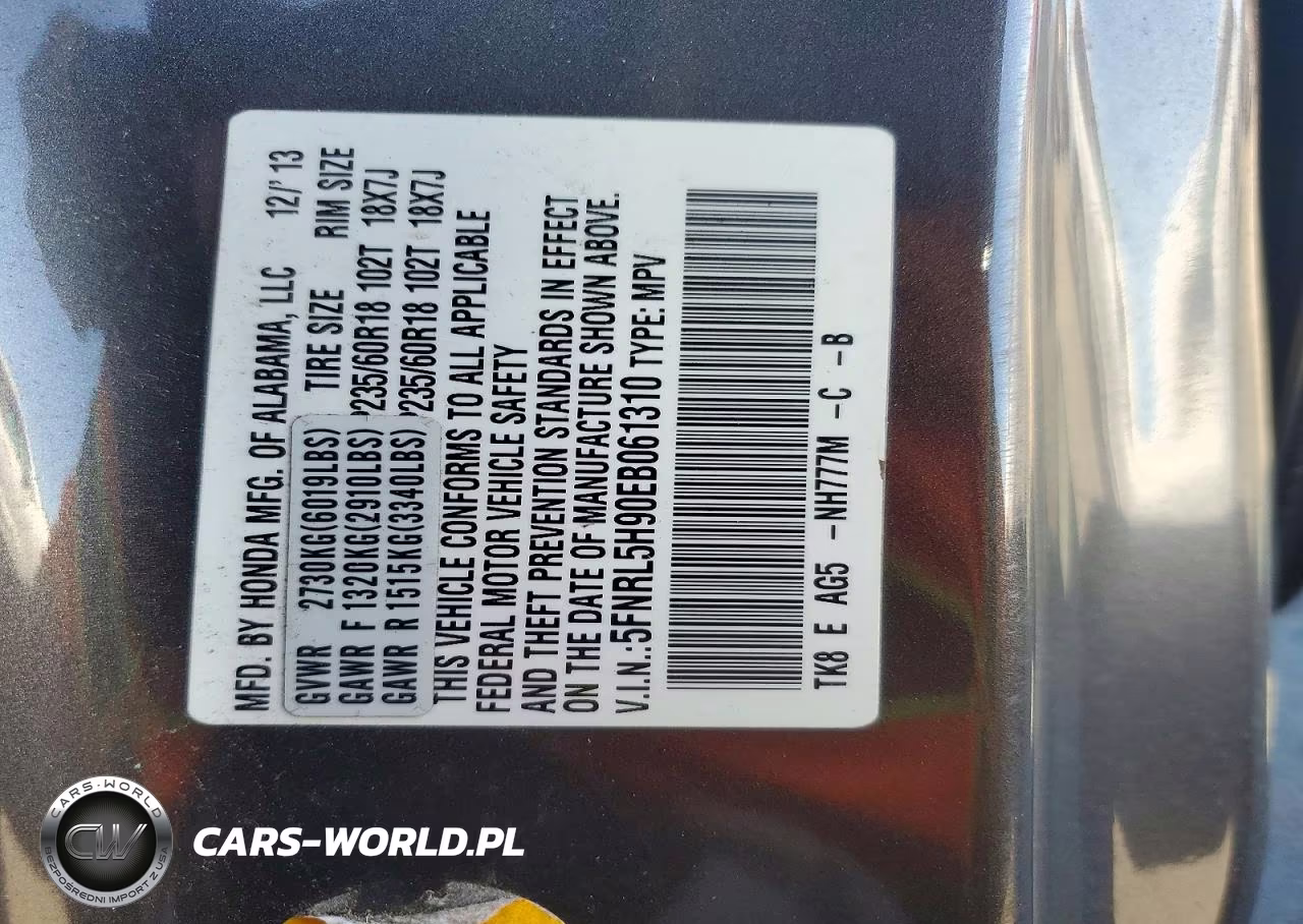 2014 Honda Odyssey Touring VIN:5FNRL5H90EB061310 - 13