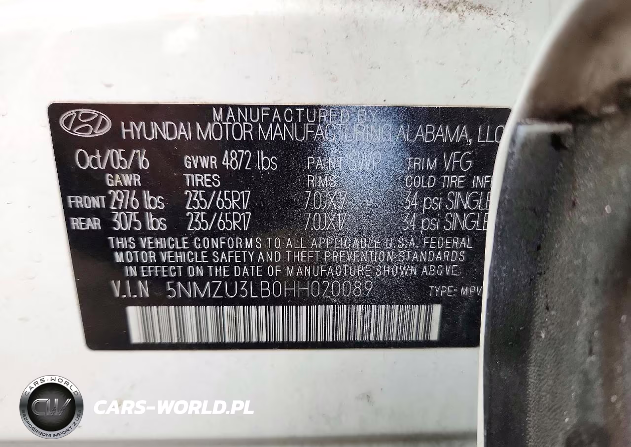 2017 Hyundai Santa Fe Sport 2.4L VIN:5NMZU3LB0HH020089 - 14