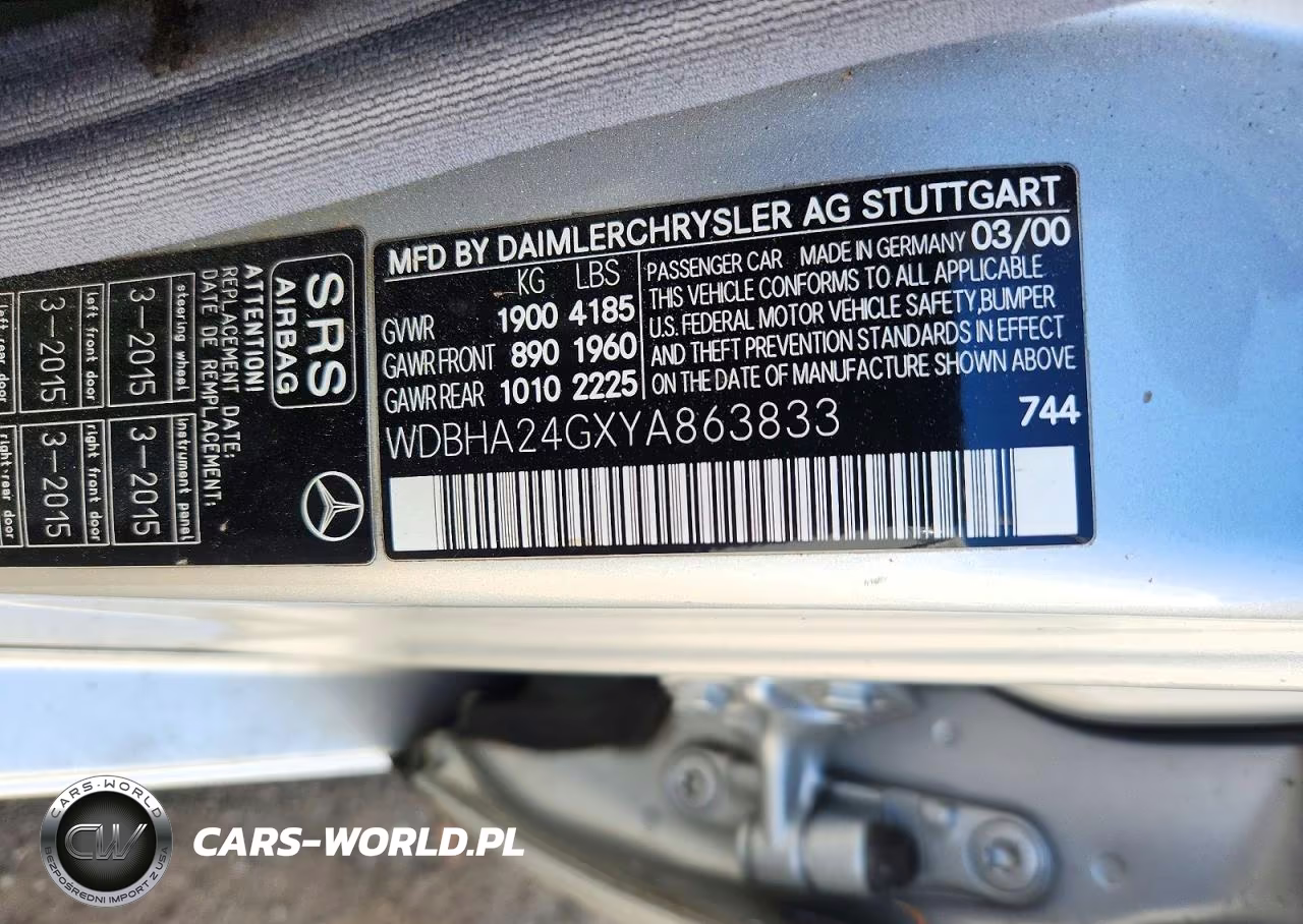 2000 Mercedes-Benz C 230 VIN:WDBHA24GXYA863833 - 12