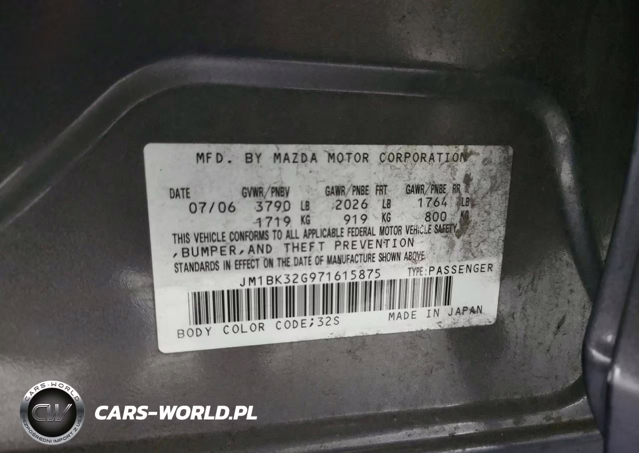 2007 Mazda 3 I VIN:JM1BK32G971615875 - 12