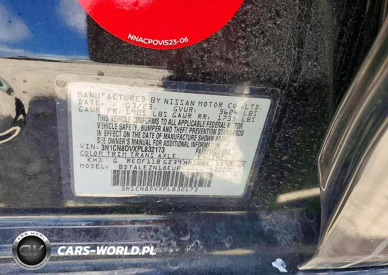 2023 Nissan Versa S VIN:3N1CN8DVXPL832173 - 12