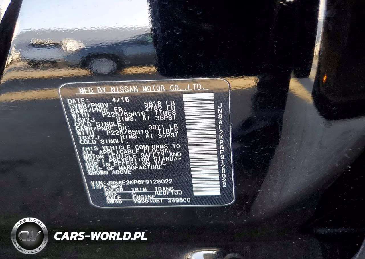 2015 Nissan Quest 3.5 Sv VIN:JN8AE2KP6F9128022 - 13