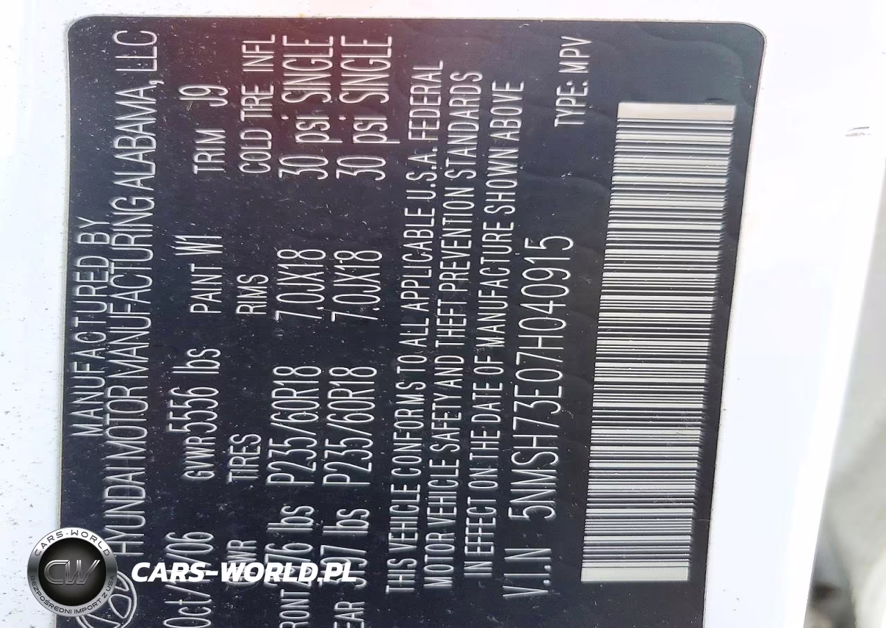 2007 Hyundai Santa Fe Se VIN:5NMSH73E07H040915 - 13