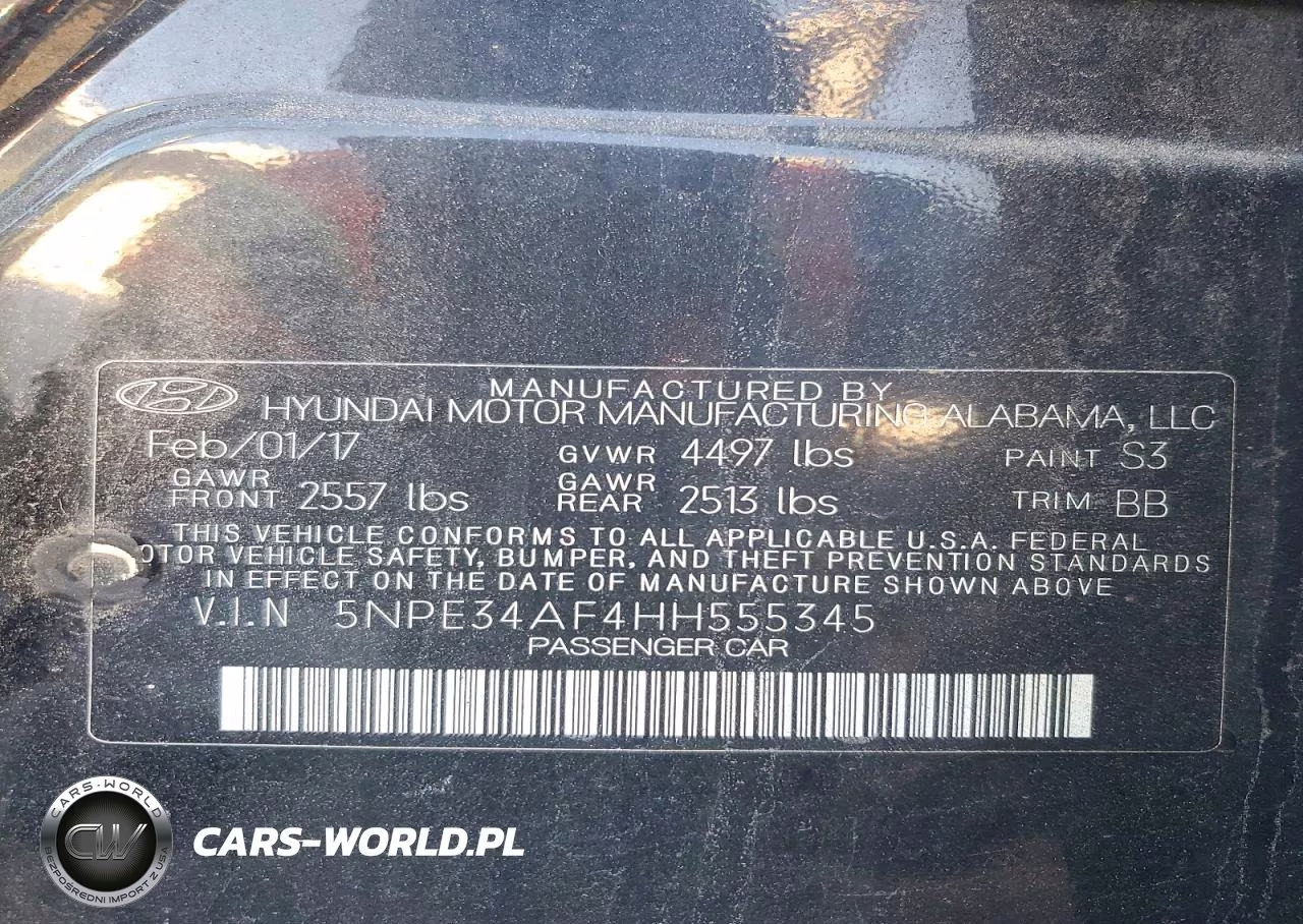 2017 Hyundai Sonata Sport VIN:5NPE34AF4HH555345 - 12