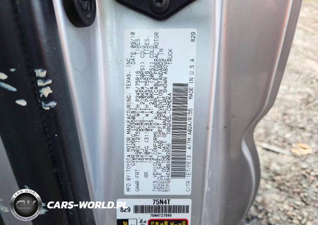 2011 Toyota Tacoma Base VIN:5TFUX4EN0BX002656 - 12