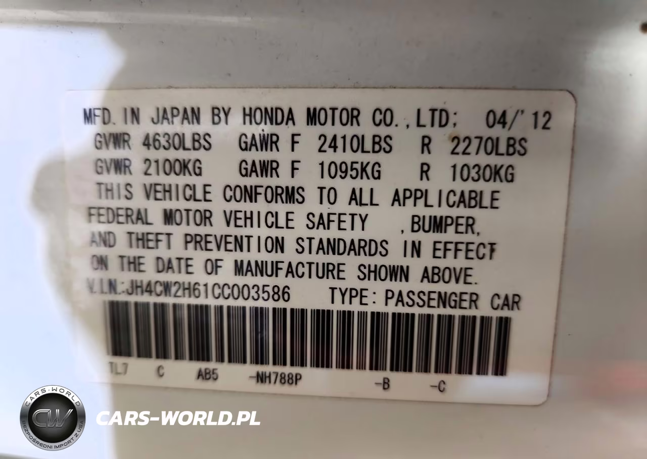 2012 Acura Tsx Tech VIN:JH4CW2H61CC003586 - 12