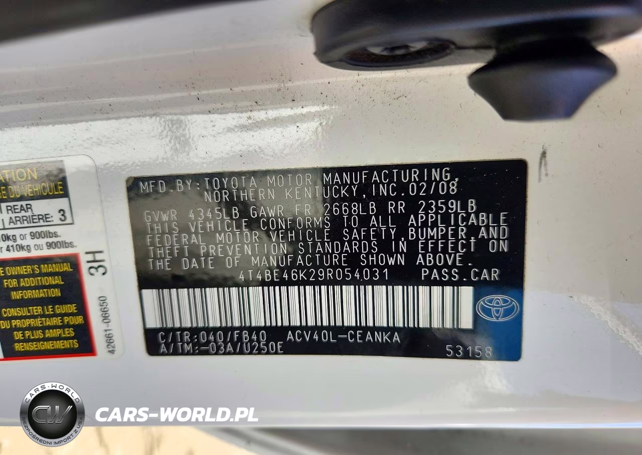 2009 Toyota Camry Base VIN:4T4BE46K29R054031 - 12