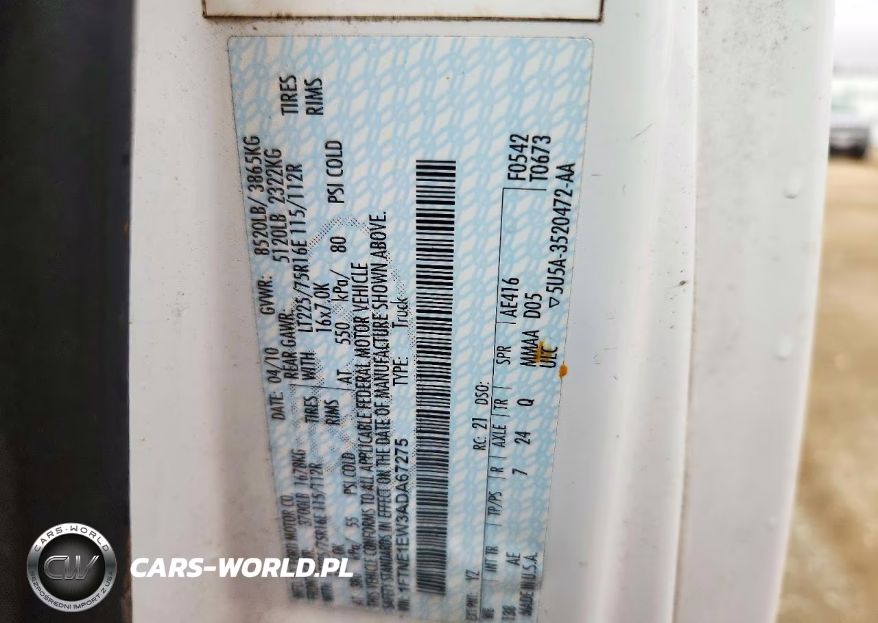 2010 Ford Econoline E150 Van VIN:1FTNE1EW3ADA67275 - 12