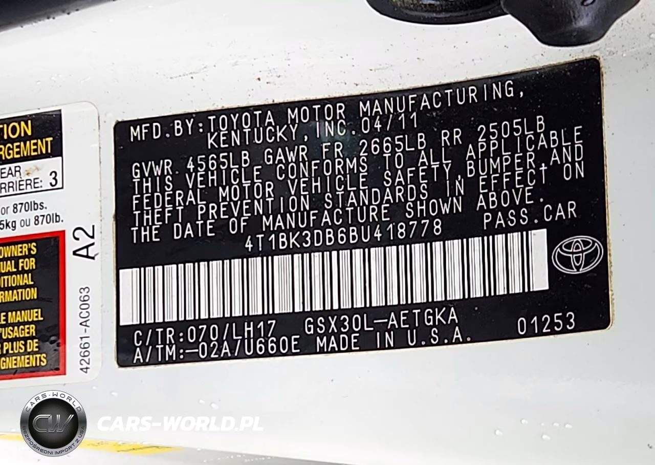 2011 Toyota Avalon Base VIN:4T1BK3DB6BU418778 - 12