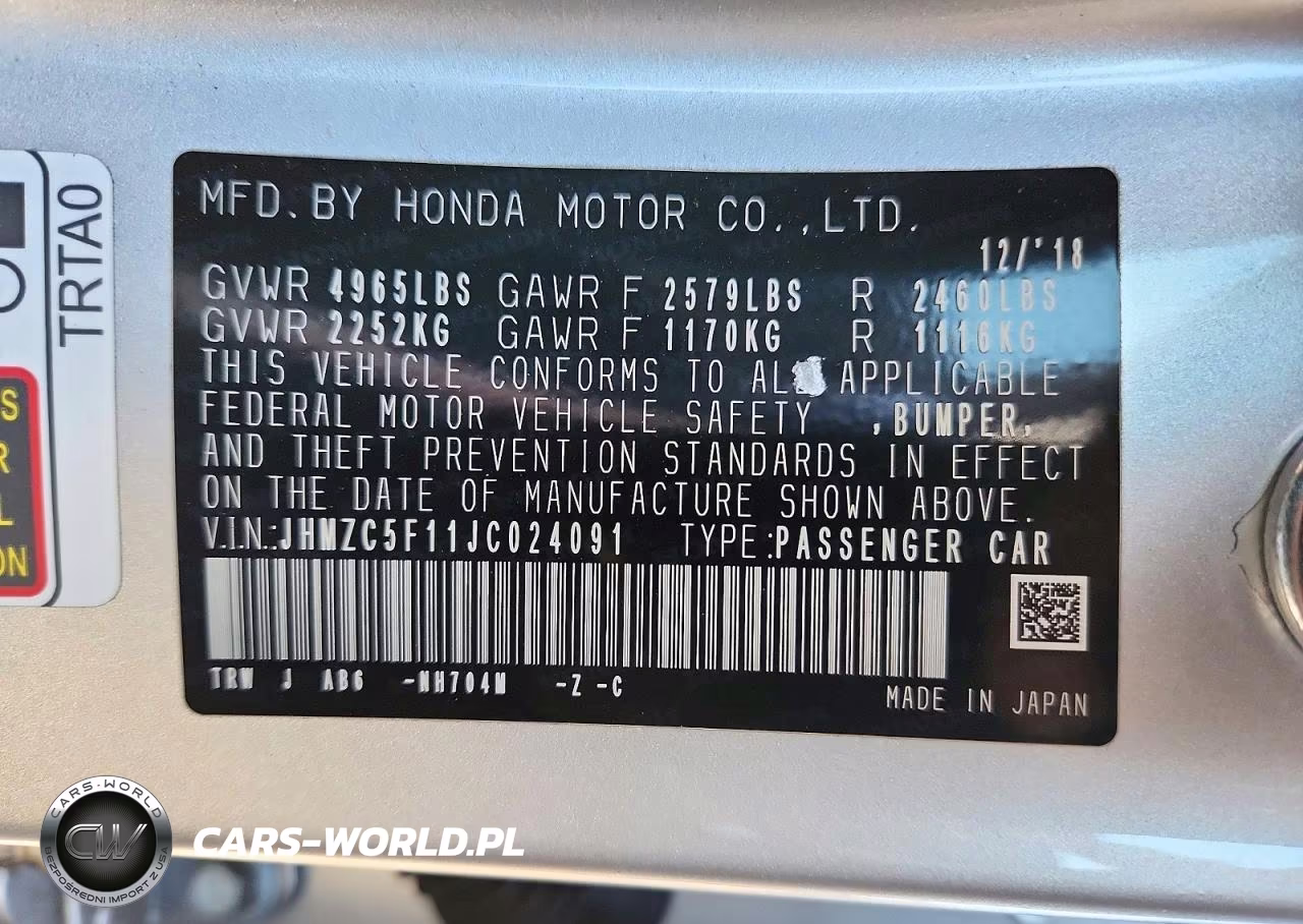 2018 Honda Clarity VIN:JHMZC5F11JC024091 - 13