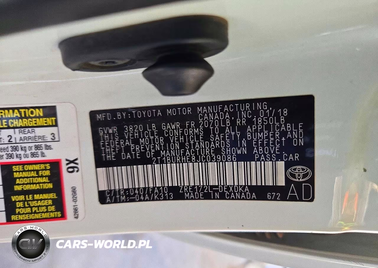 2018 Toyota Corolla L VIN:2T1BURHE8JC039086 - 12