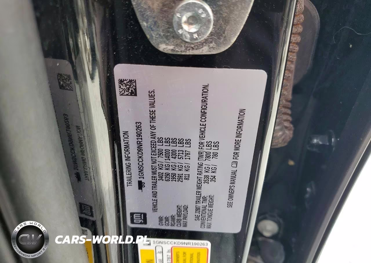 2022 Chevrolet Suburban C1500 Lt VIN:1GNSCCKD9NR190263 - 14