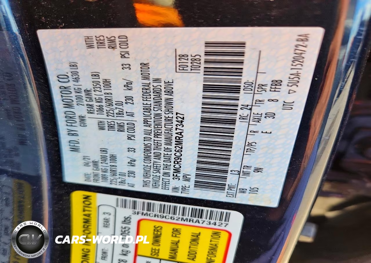 2021 Ford Bronco Sport Outer Banks VIN:3FMCR9C62MRA73427 - 14