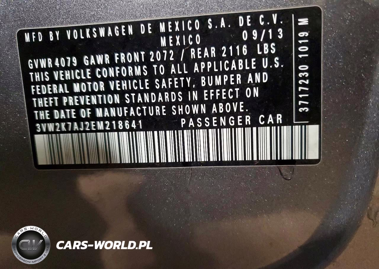 2014 Volkswagen Jetta Base VIN:3VW2K7AJ2EM218641 - 12