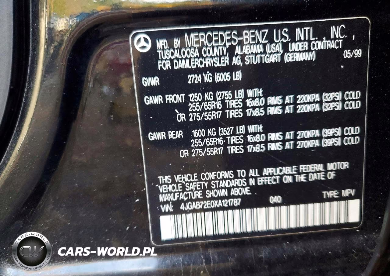 1999 Mercedes-Benz Ml 430 VIN:4JGAB72E0XA121787 - 13