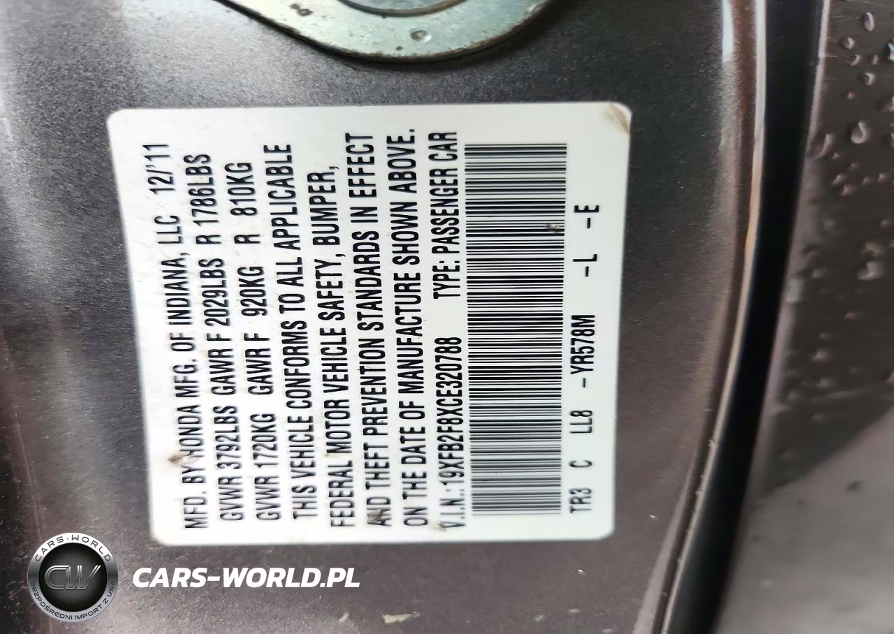 2012 Honda Civic Ex VIN:19XFB2F8XCE320788 - 12