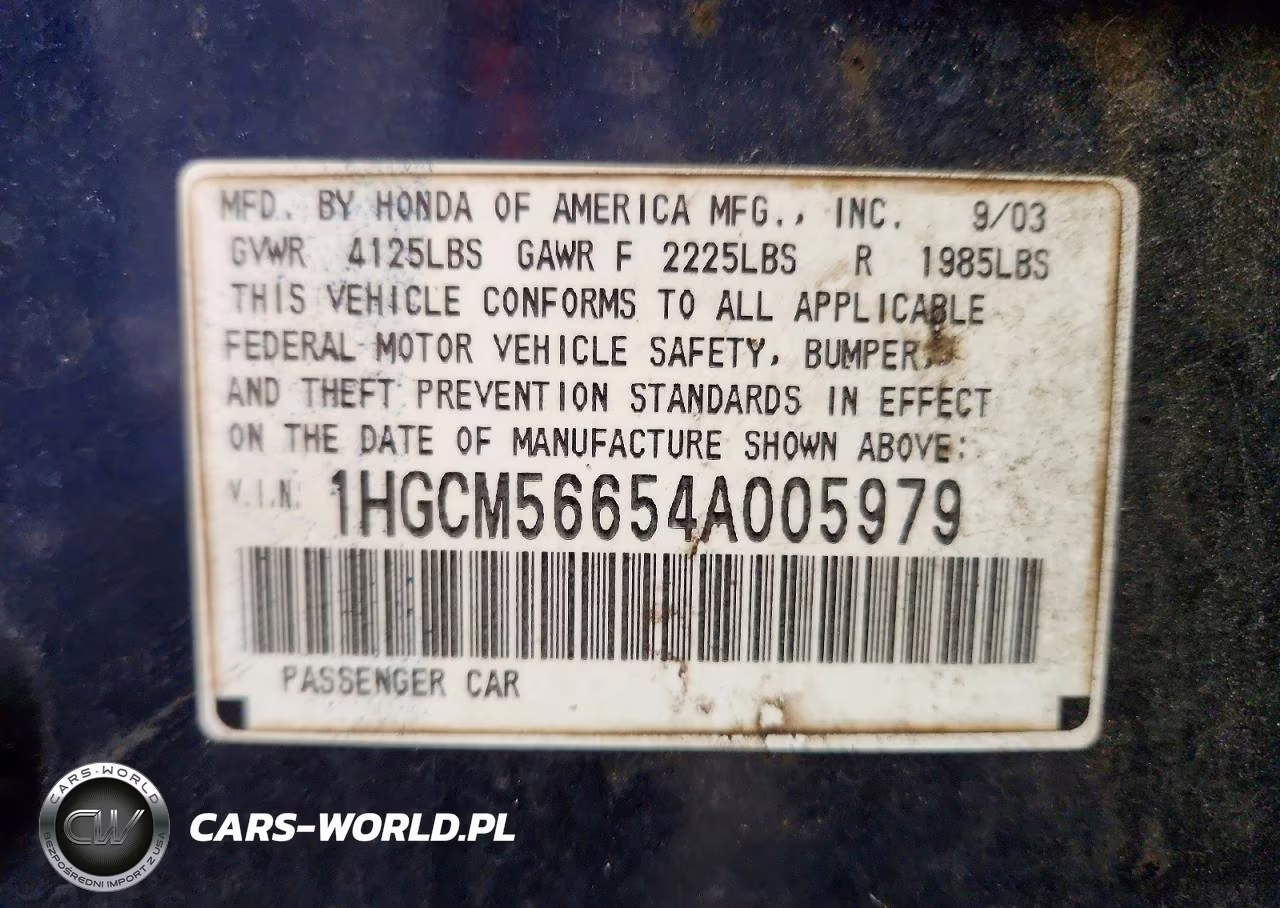 2004 Honda Accord Ex VIN:1HGCM56654A005979 - 13