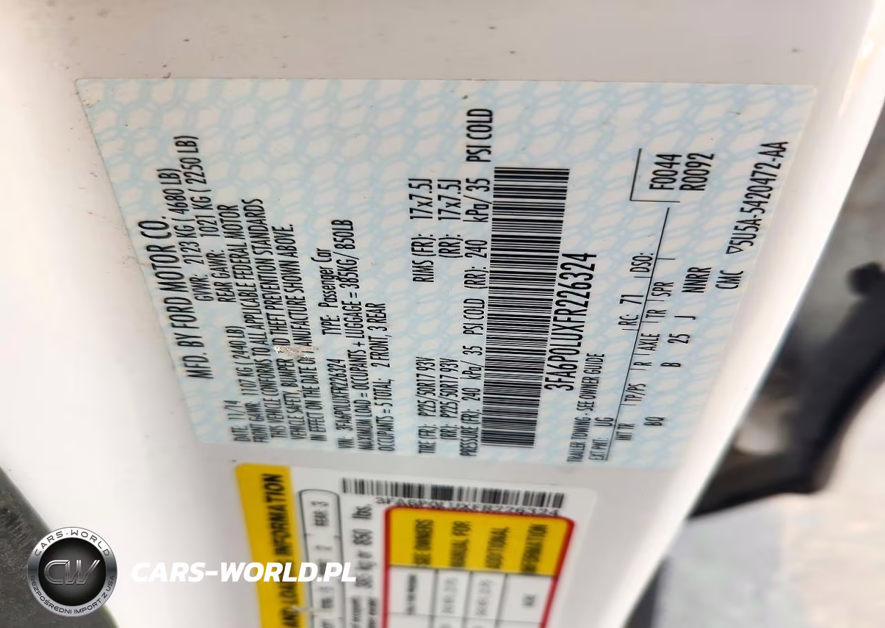 2015 Ford Fusion Se Hybrid VIN:3FA6P0LUXFR226324 - 12