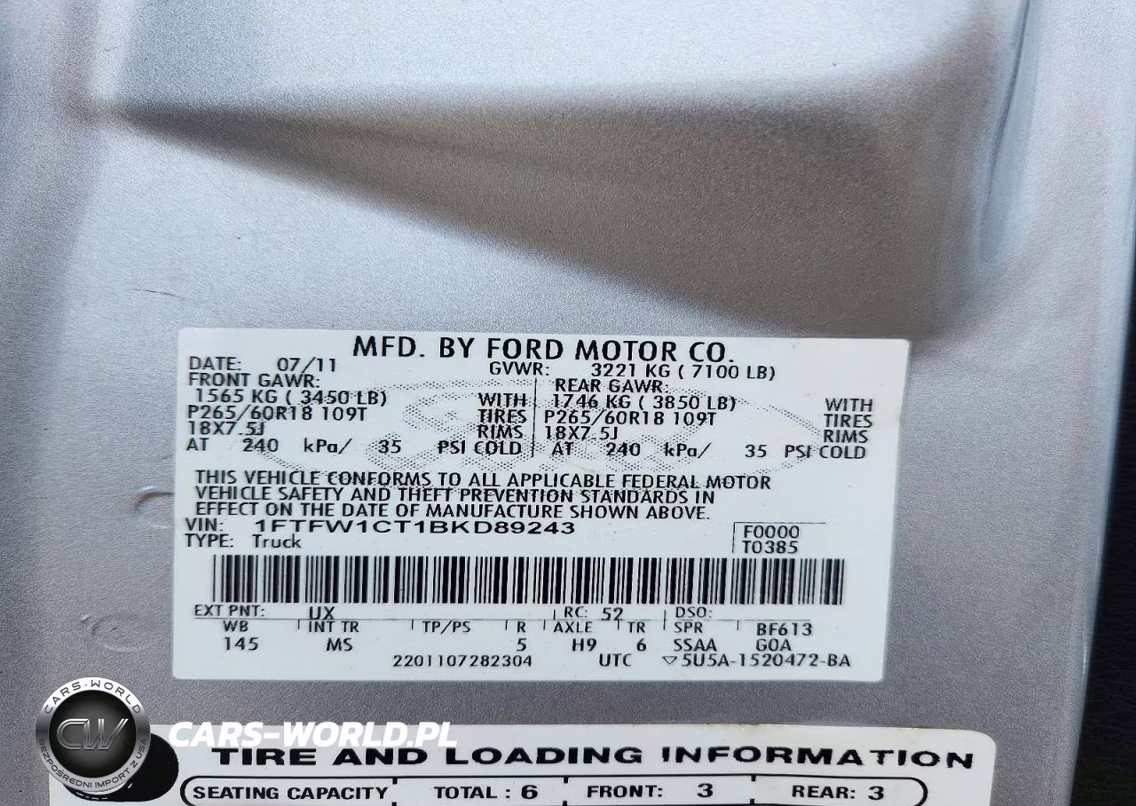 2011 Ford F150 Supercrew VIN:1FTFW1CT1BKD89243 - 12