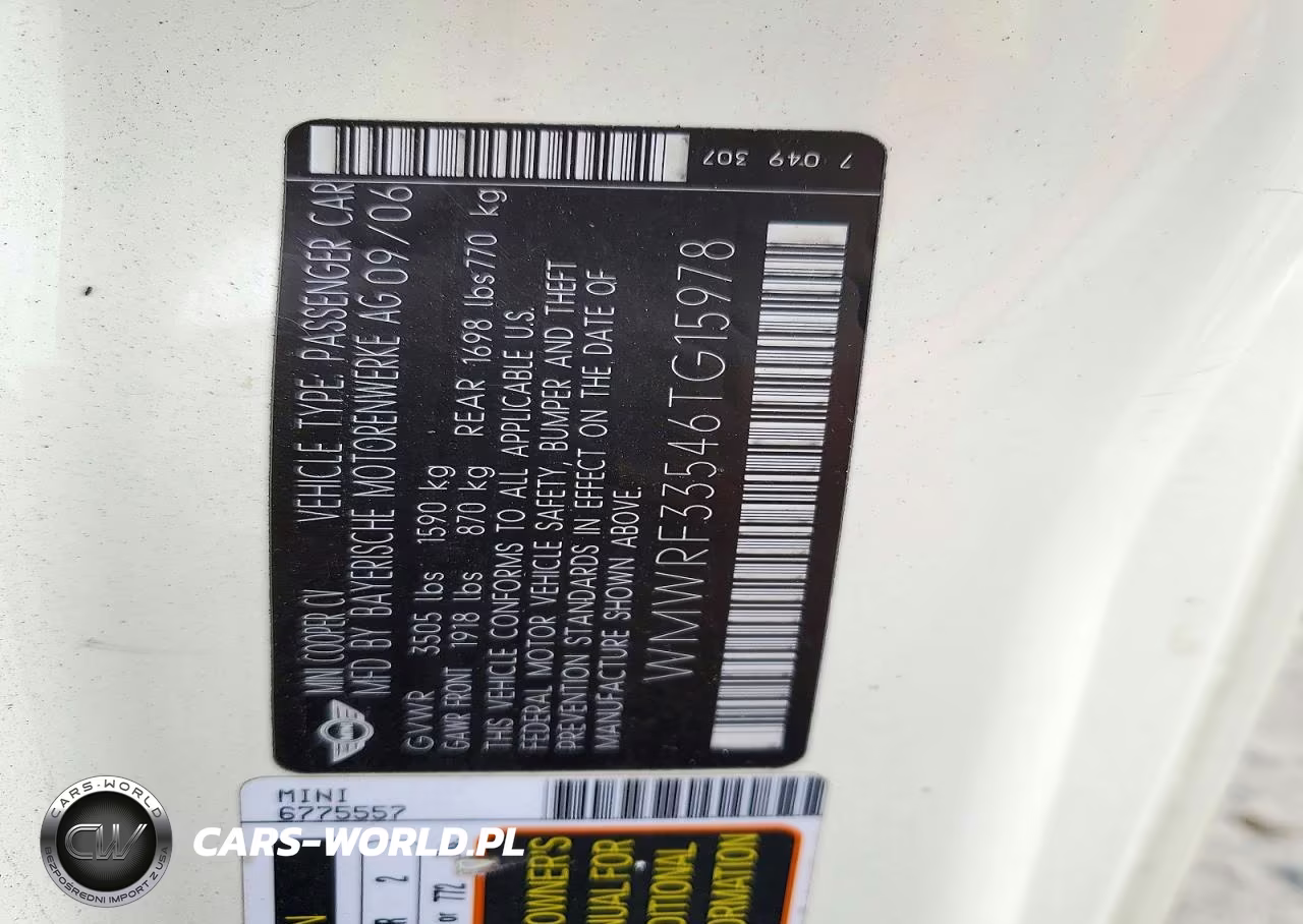 2006 Mini Cooper VIN:WMWRF33546TG15978 - 13