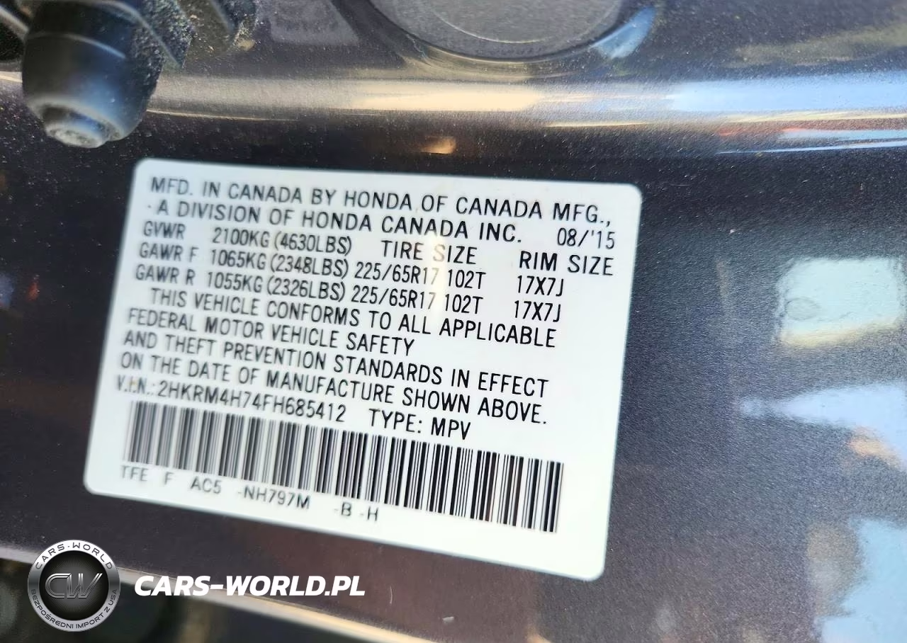 2015 Honda Cr-V Exl VIN:2HKRM4H74FH685412 - 13