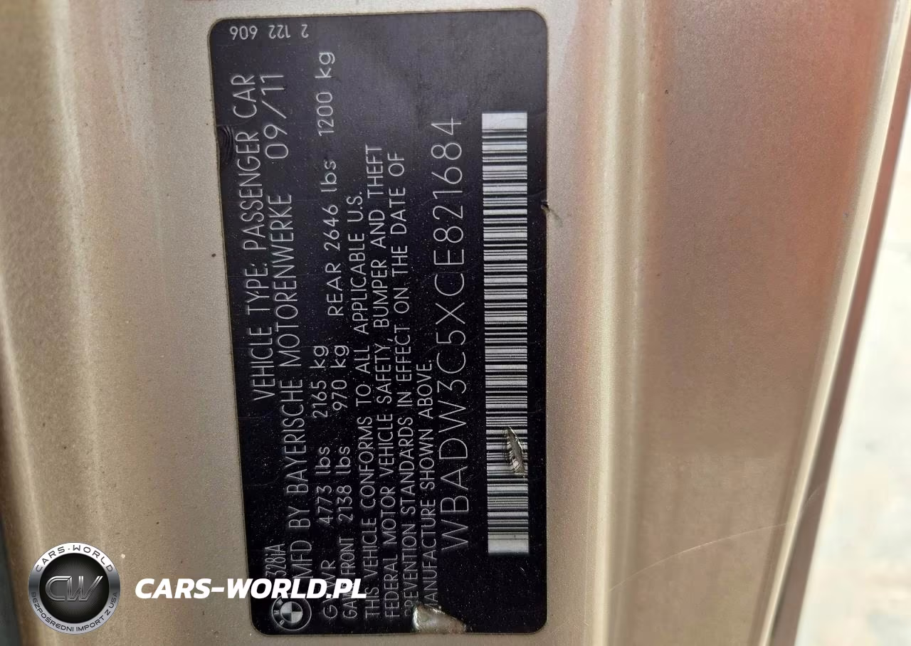 2012 BMW 328 I VIN:WBADW3C5XCE821684 - 12