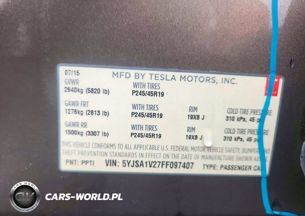 2015 Tesla Model S 90D VIN:5YJSA1V27FF097407 - 12