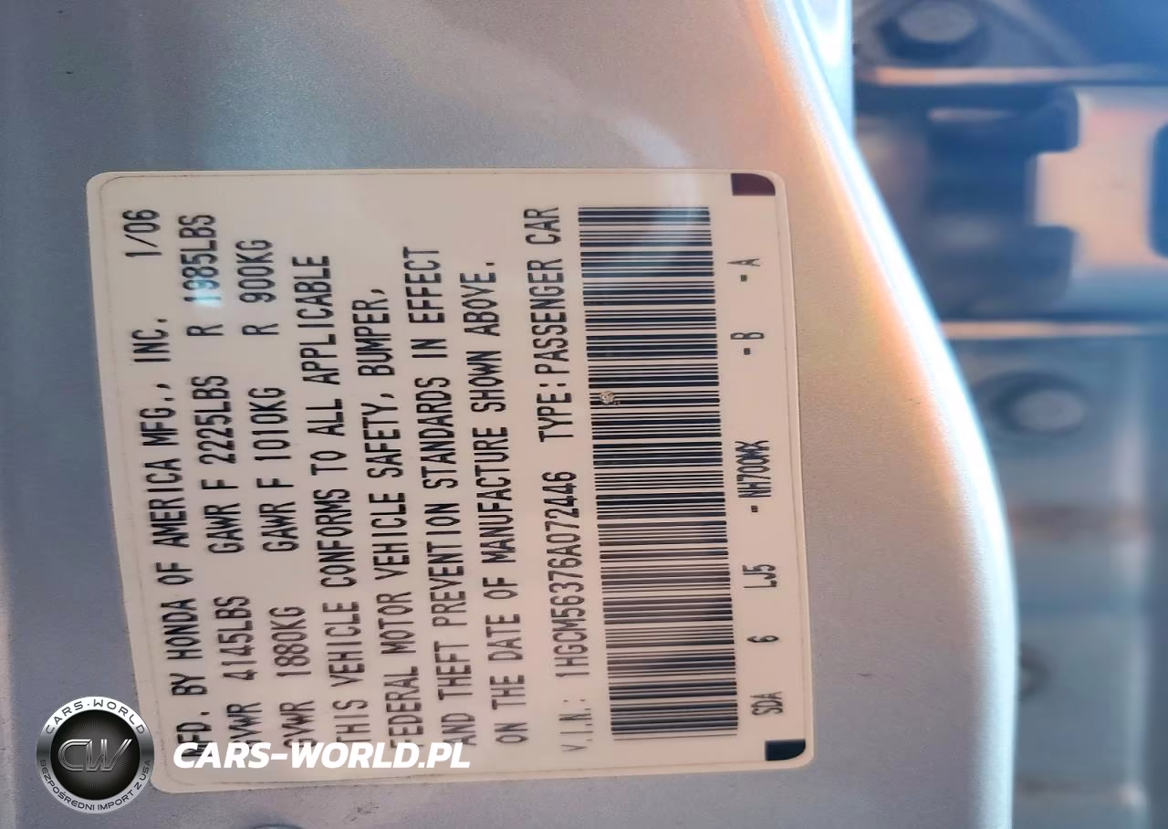 2006 Honda Accord Se VIN:1HGCM56376A072446 - 12