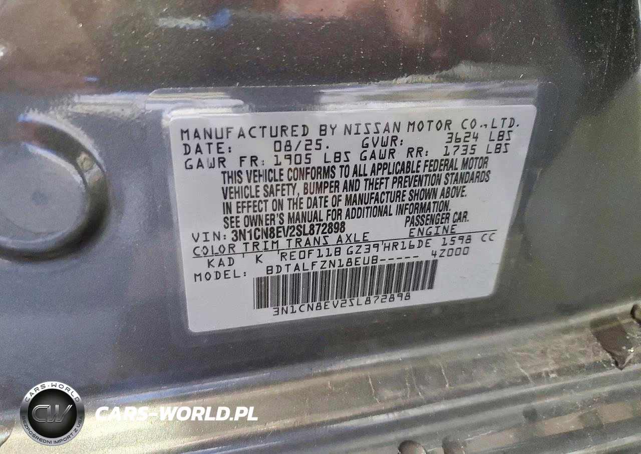 2025 Nissan Versa Sv VIN:3N1CN8EV2SL872898 - 12