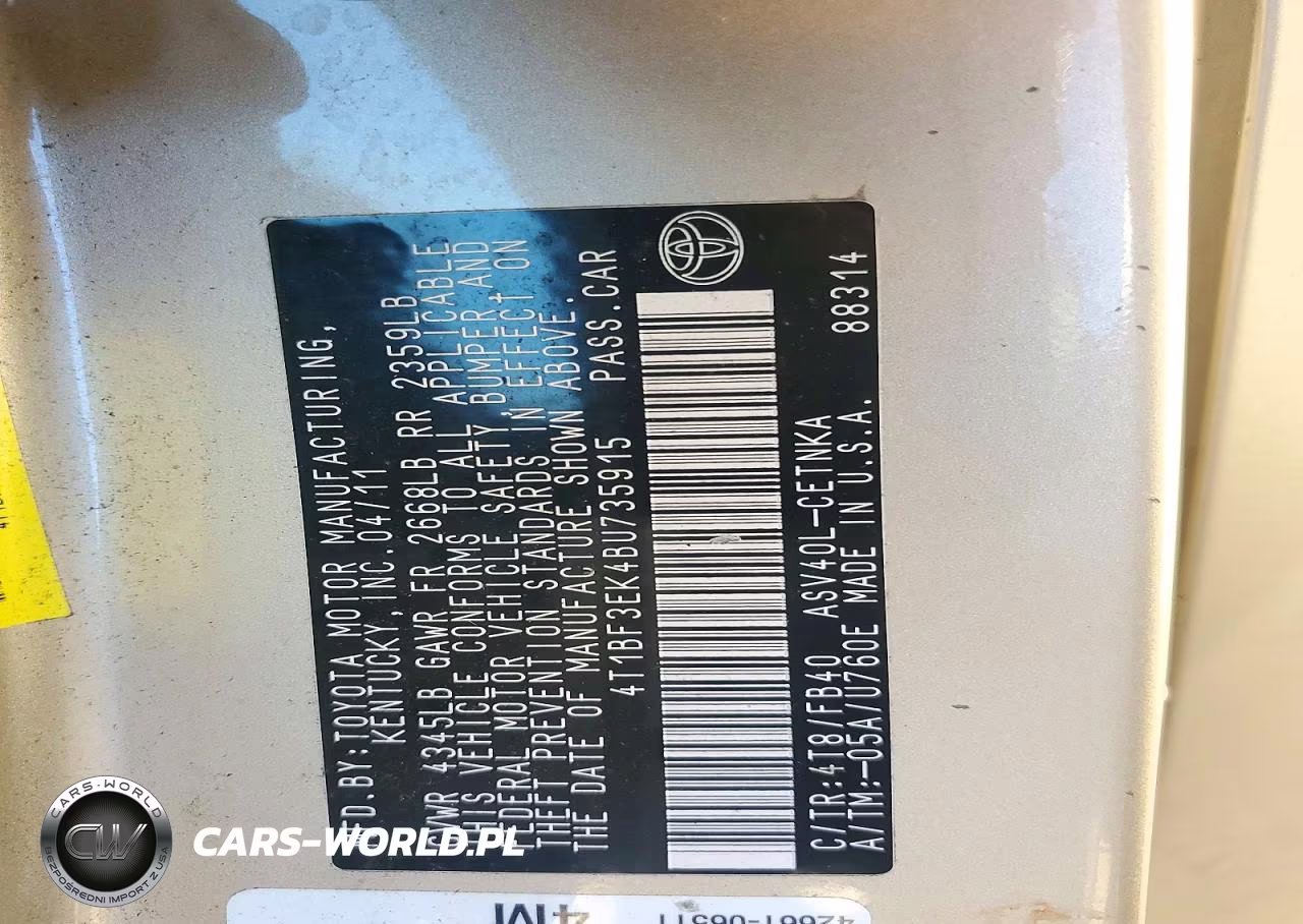 2011 Toyota Camry Le VIN:4T1BF3EK4BU735915 - 12