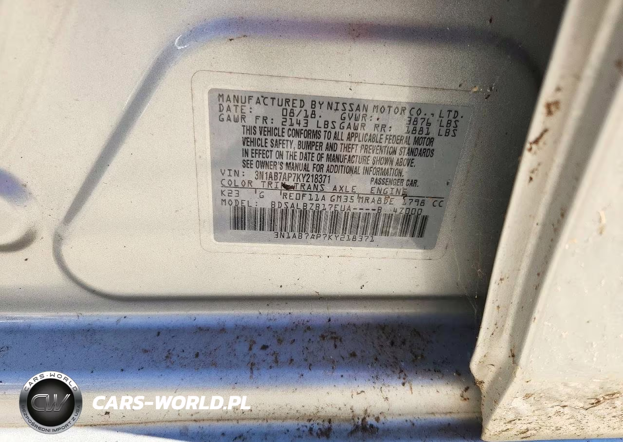 2019 Nissan Sentra S VIN:3N1AB7AP7KY218371 - 12