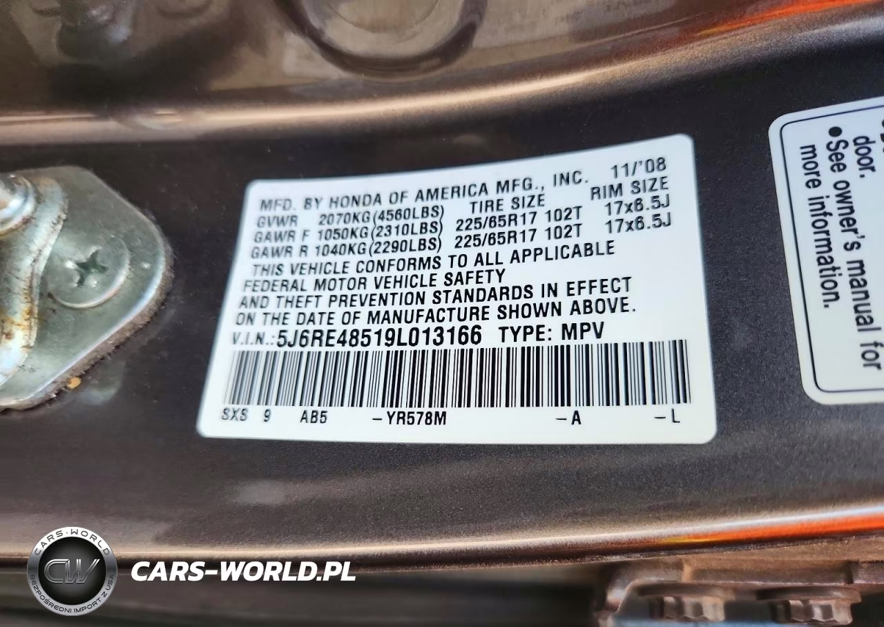 2009 Honda Cr-V Ex VIN:5J6RE48519L013166 - 12