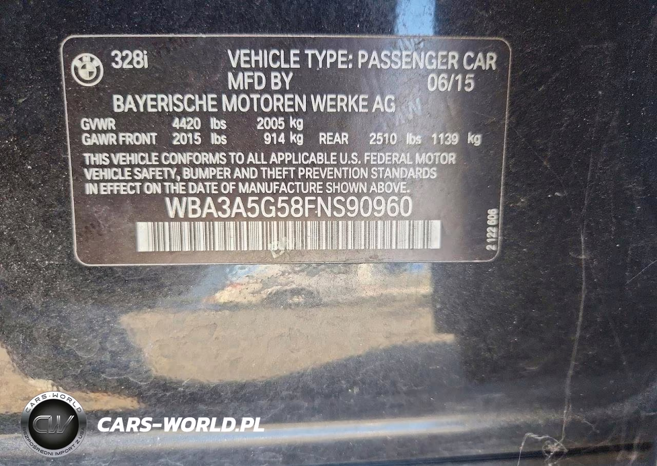 2015 BMW 328 I VIN:WBA3A5G58FNS90960 - 12