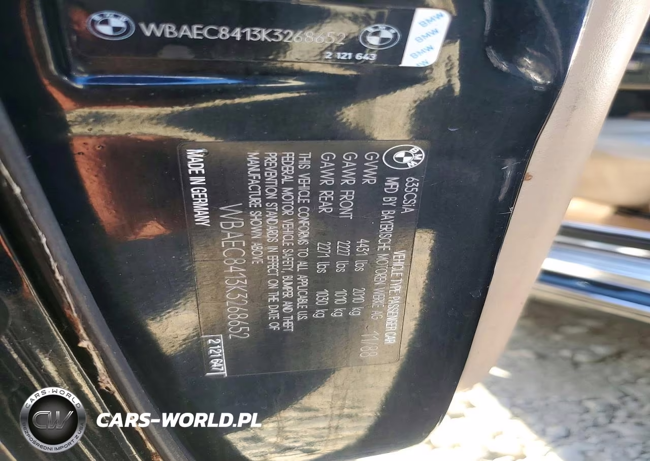 1989 BMW 635 Csi Automatic VIN:WBAEC8413K3268652 - 12