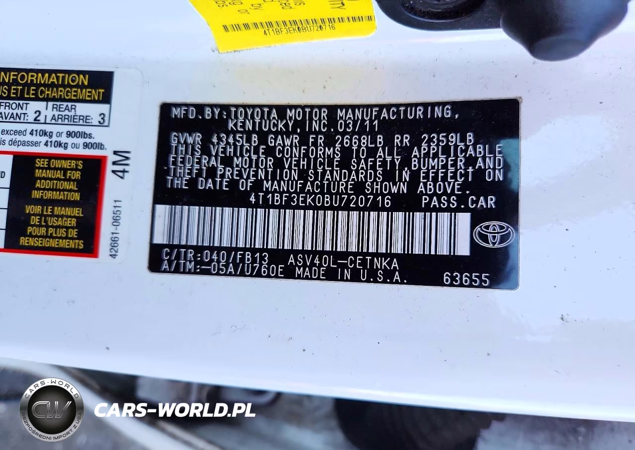 2011 Toyota Camry Le VIN:4T1BF3EK0BU720716 - 13