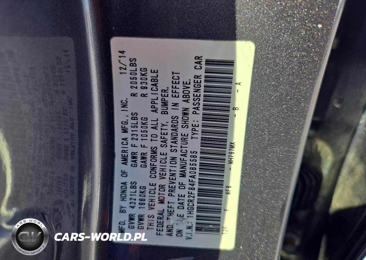 2015 Honda Accord Exl VIN:1HGCR2F84FA085585 - 12