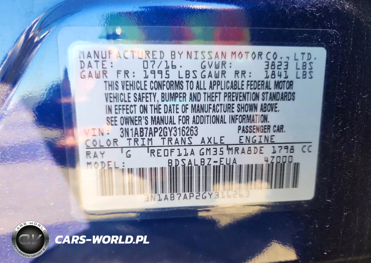 2016 Nissan Sentra S VIN:3N1AB7AP2GY316263 - 12