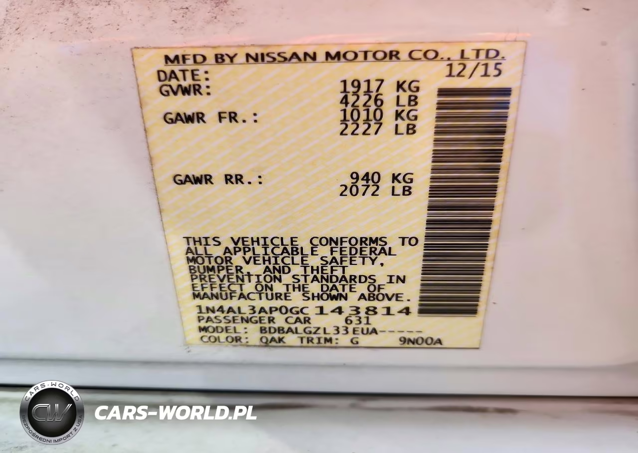 2016 Nissan Altima 2.5 S VIN:1N4AL3AP0GC143814 - 12