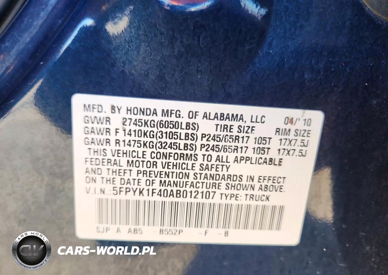2010 Honda Ridgeline Rts VIN:5FPYK1F40AB012107 - 12