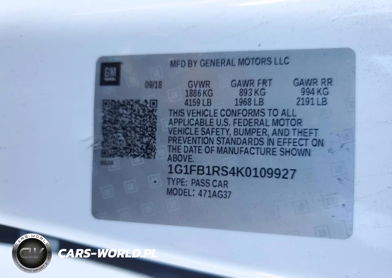 2019 Chevrolet Camaro Ls VIN:1G1FB1RS4K0109927 - 13