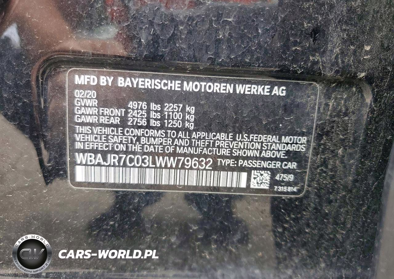 2020 BMW 530 Xi VIN:WBAJR7C03LWW79632 - 12