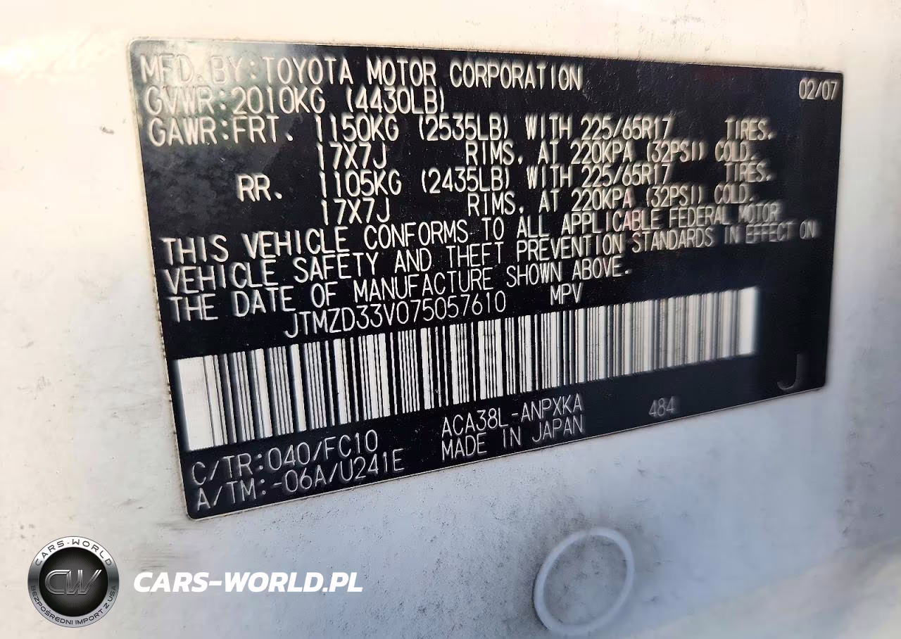 2007 Toyota Rav4 Base VIN:JTMZD33V075057610 - 12