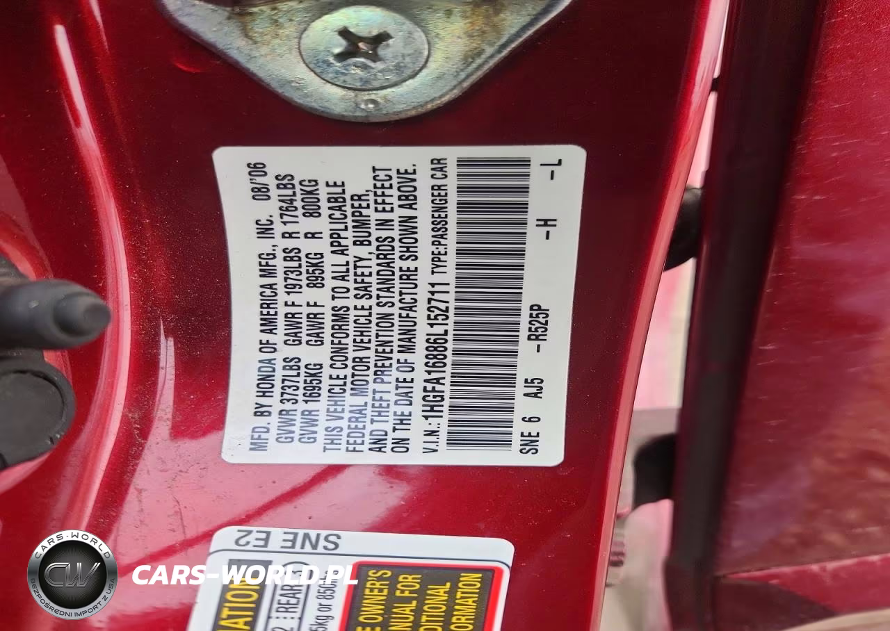 2006 Honda Civic Ex VIN:1HGFA16886L152711 - 12