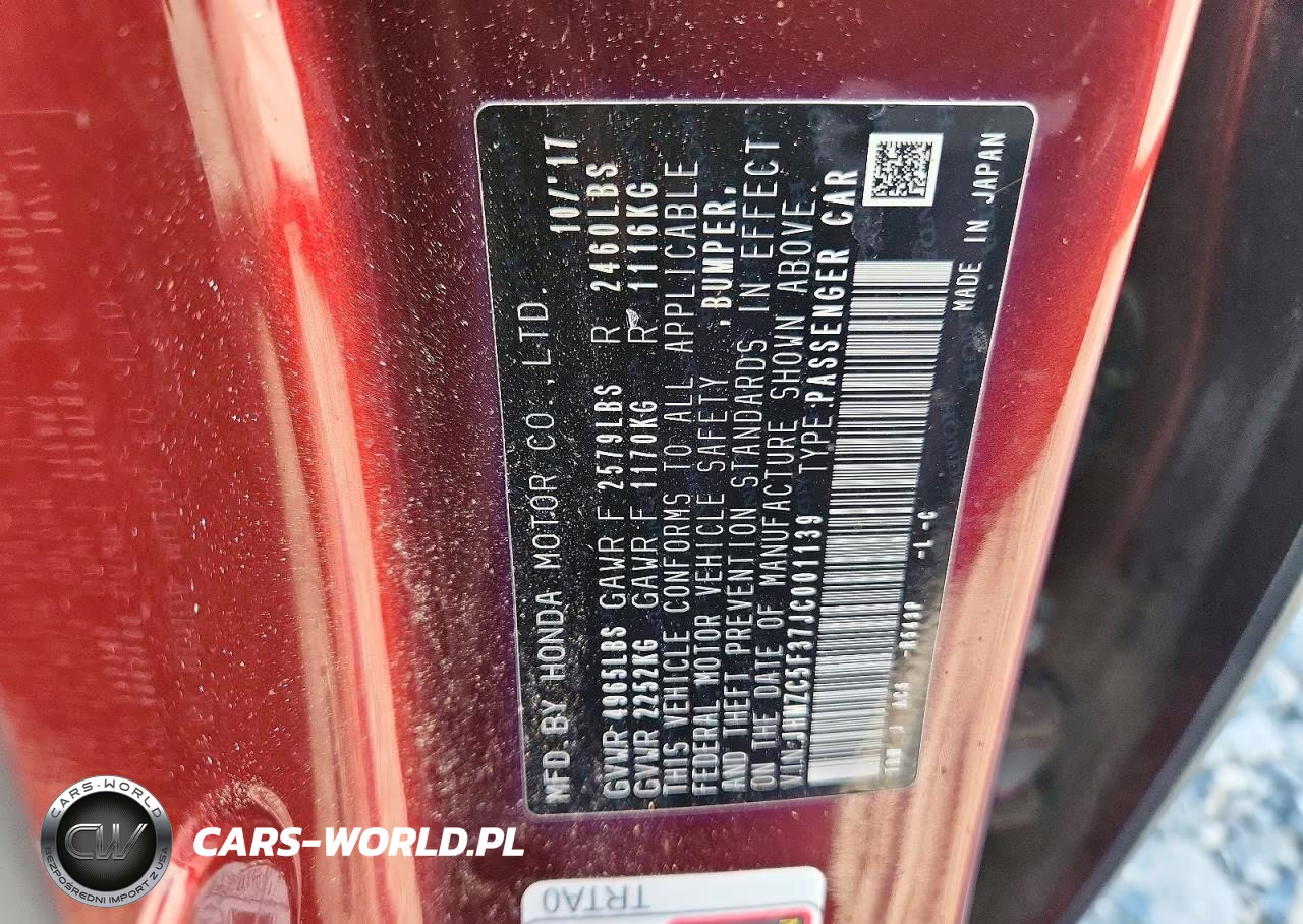 2018 Honda Clarity Touring VIN:JHMZC5F37JC001139 - 12