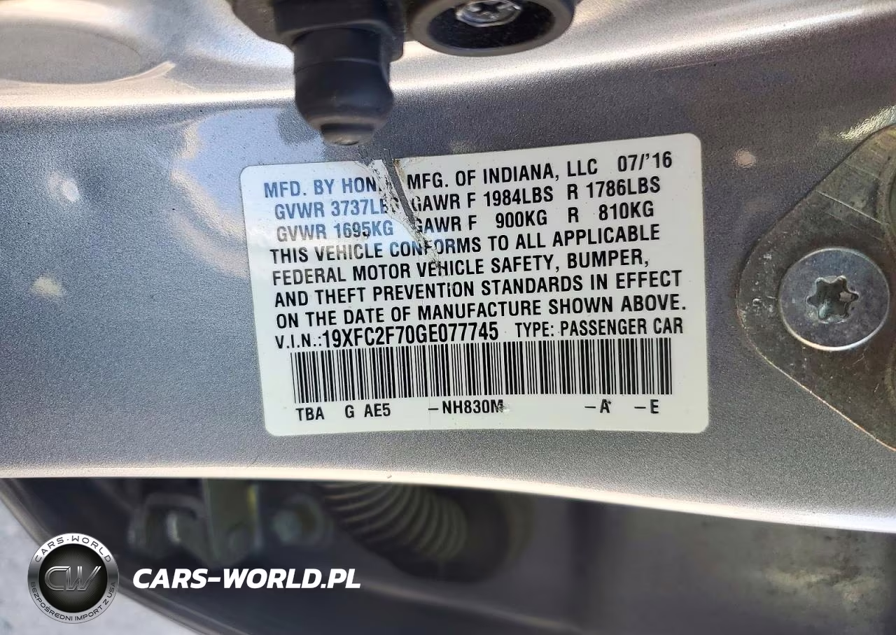 2016 Honda Civic Ex VIN:19XFC2F70GE077745 - 12