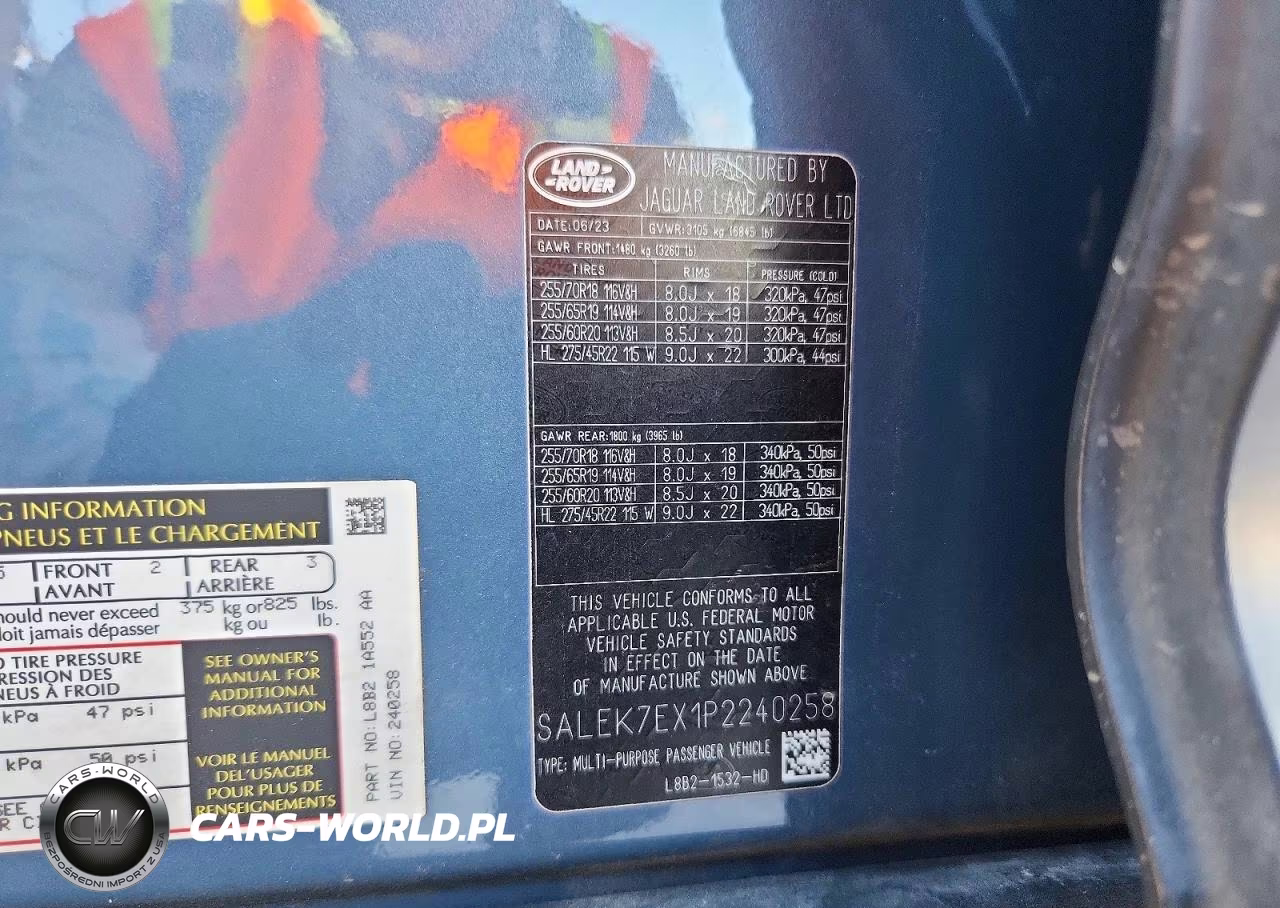 2023 Land Rover Defender 110 VIN:SALEK7EX1P2240258 - 13