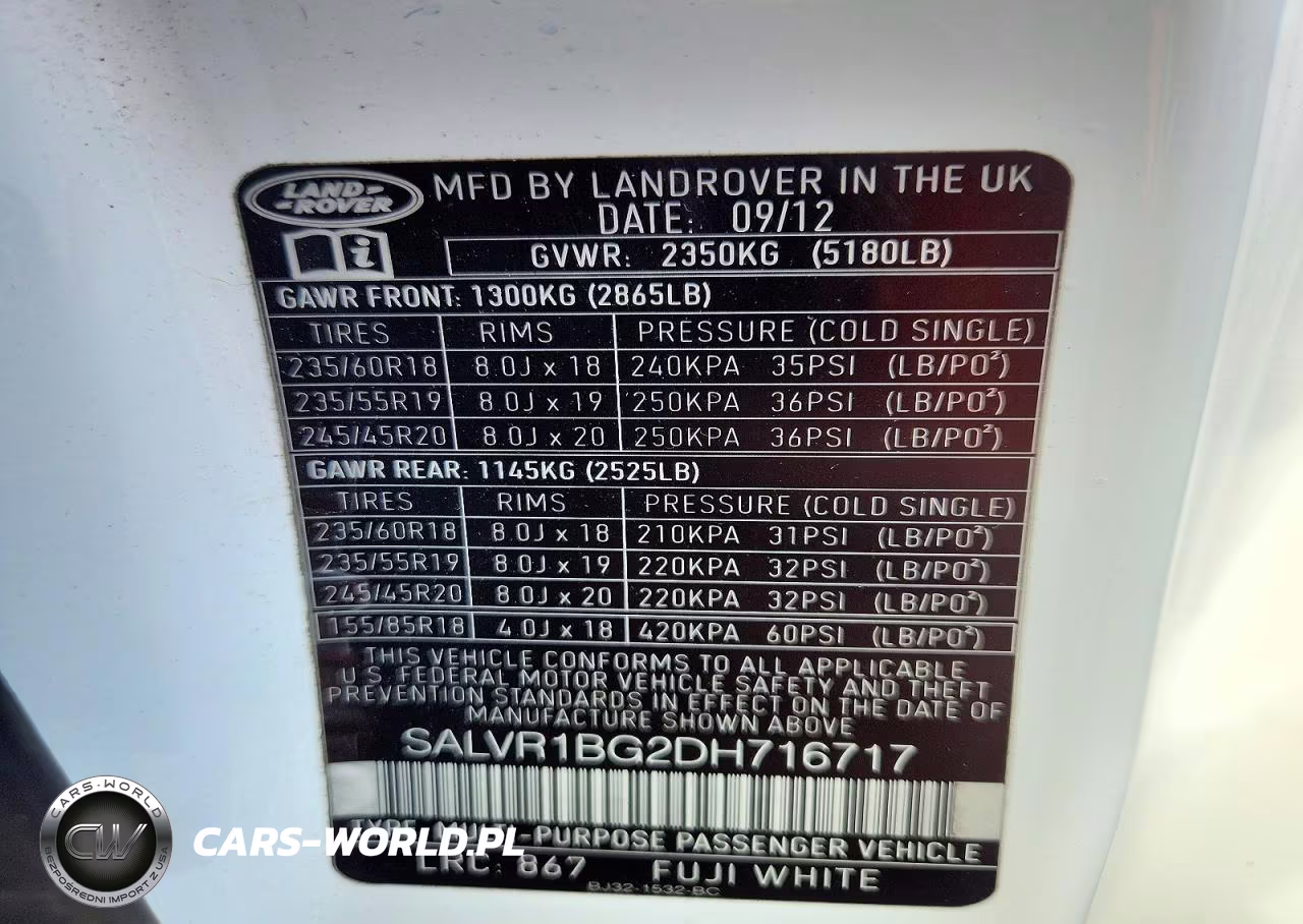 2013 Land Rover Range Rover Evoque Pure Premium VIN:SALVR1BG2DH716717 - 13