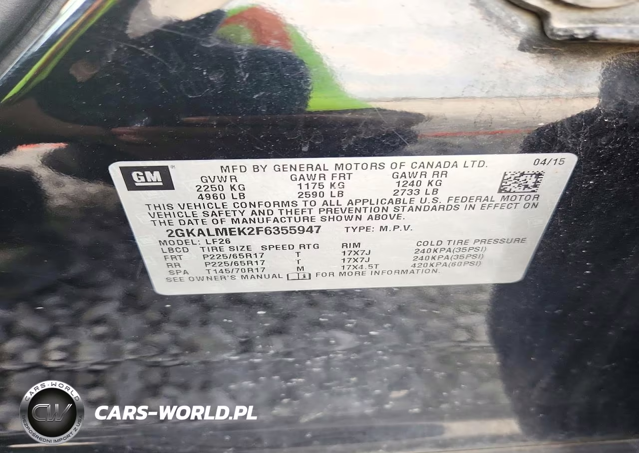 2015 GMC Terrain Sle VIN:2GKALMEK2F6355947 - 13