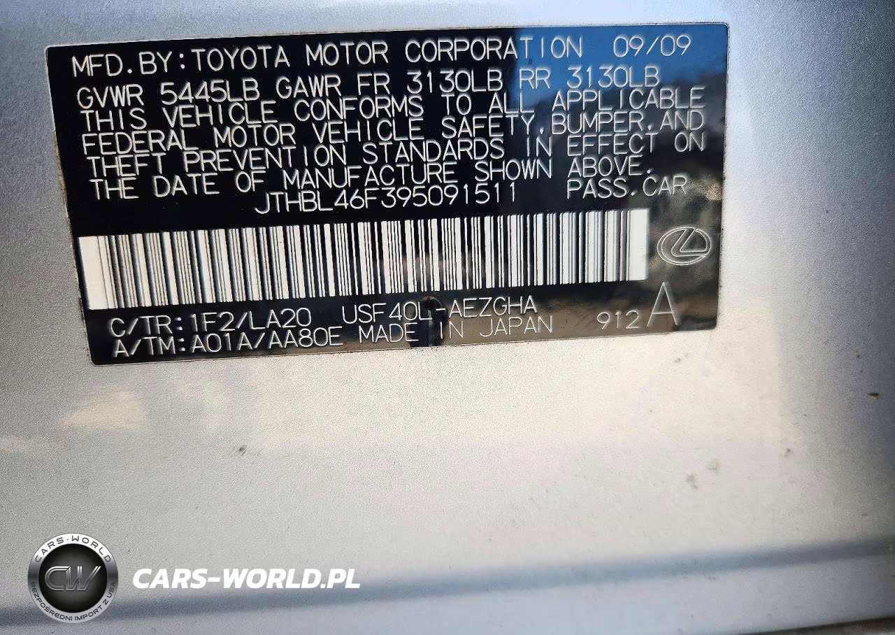 2009 Lexus Ls 460 VIN:JTHBL46F395091511 - 12