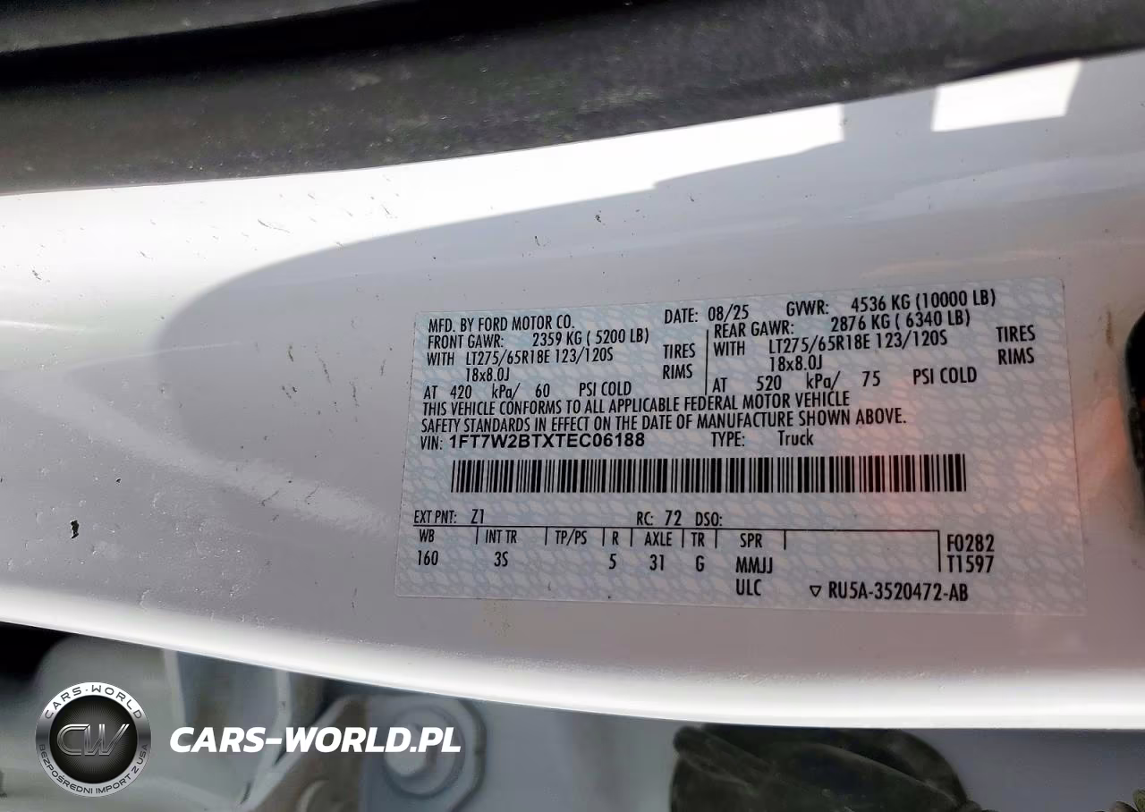 2026 Ford F250 Super Duty VIN:1FT7W2BTXTEC06188 - 12